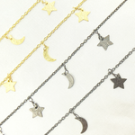 Load image into Gallery viewer, Star &amp; Moon Shapes Dangle Wire Chain. 307SM
