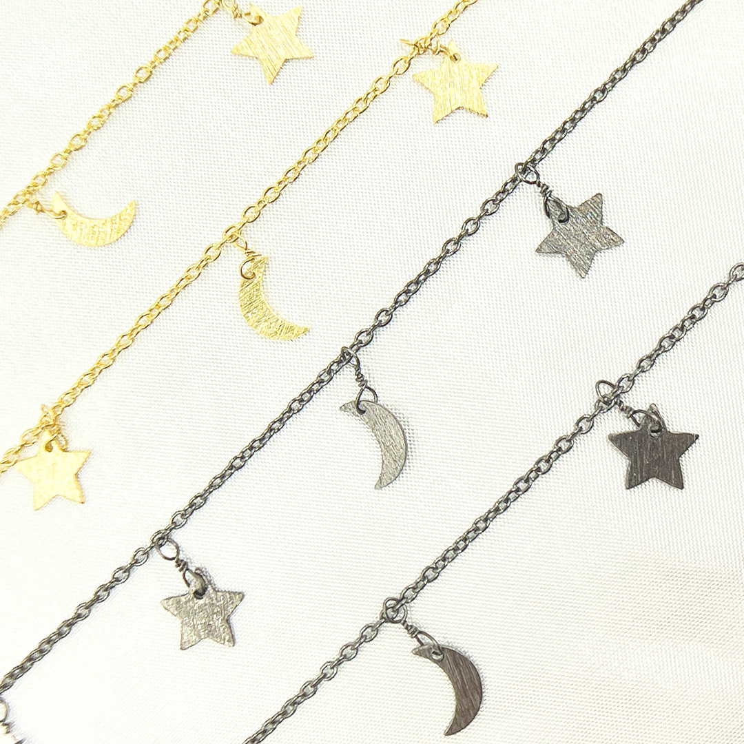 Star & Moon Shapes Dangle Wire Chain. 307SM