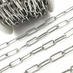 Load image into Gallery viewer, V7OX. Oxidized Sterling Silver Smooth Paperclip Link Chain
