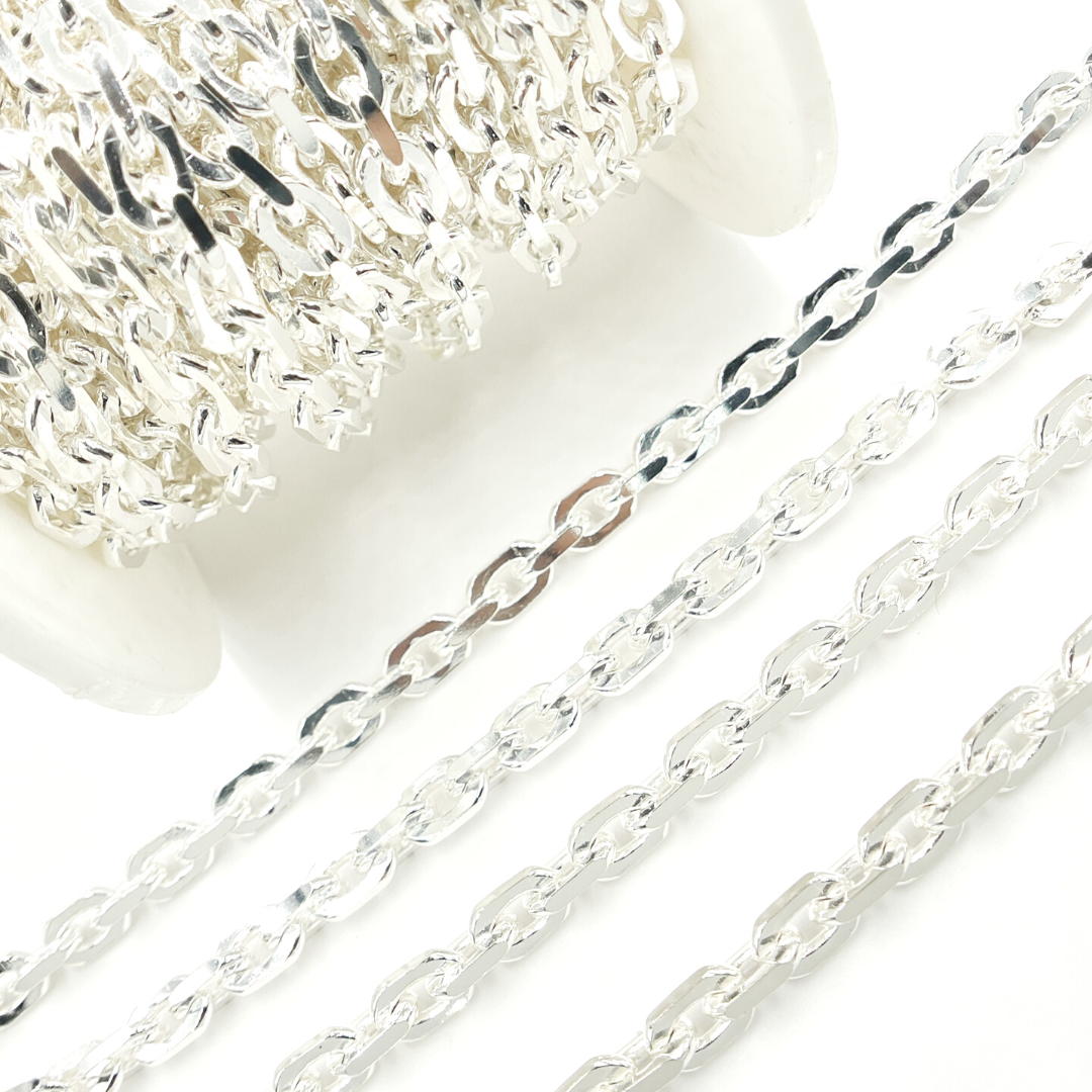 925 Sterling Silver Diamond Cut Box Link Chain. Z85SS