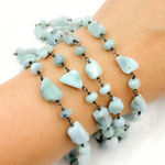 Load image into Gallery viewer, Larimar Oxidized Wire Chain. LAR9
