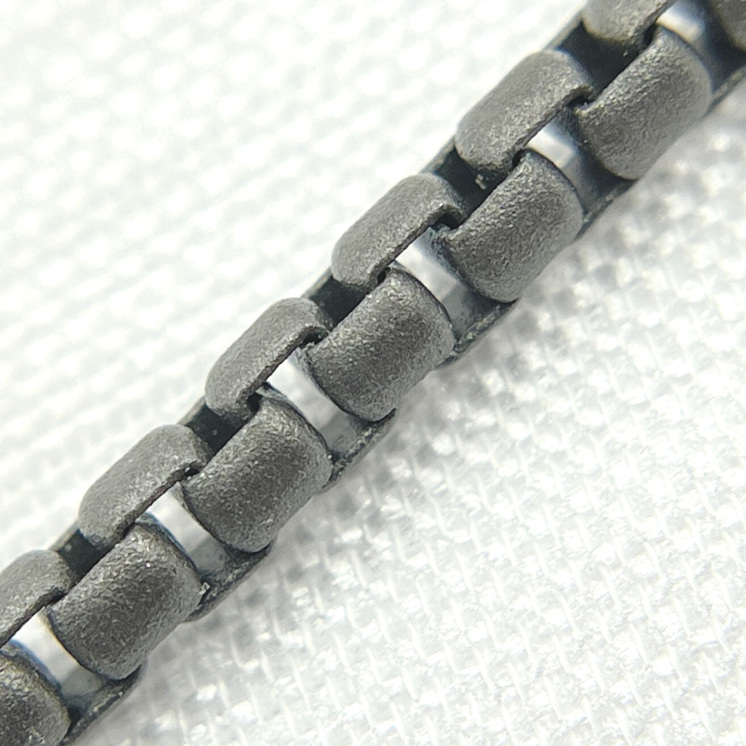 Black Rhodium Matt Sterling Silver Box Link Chain