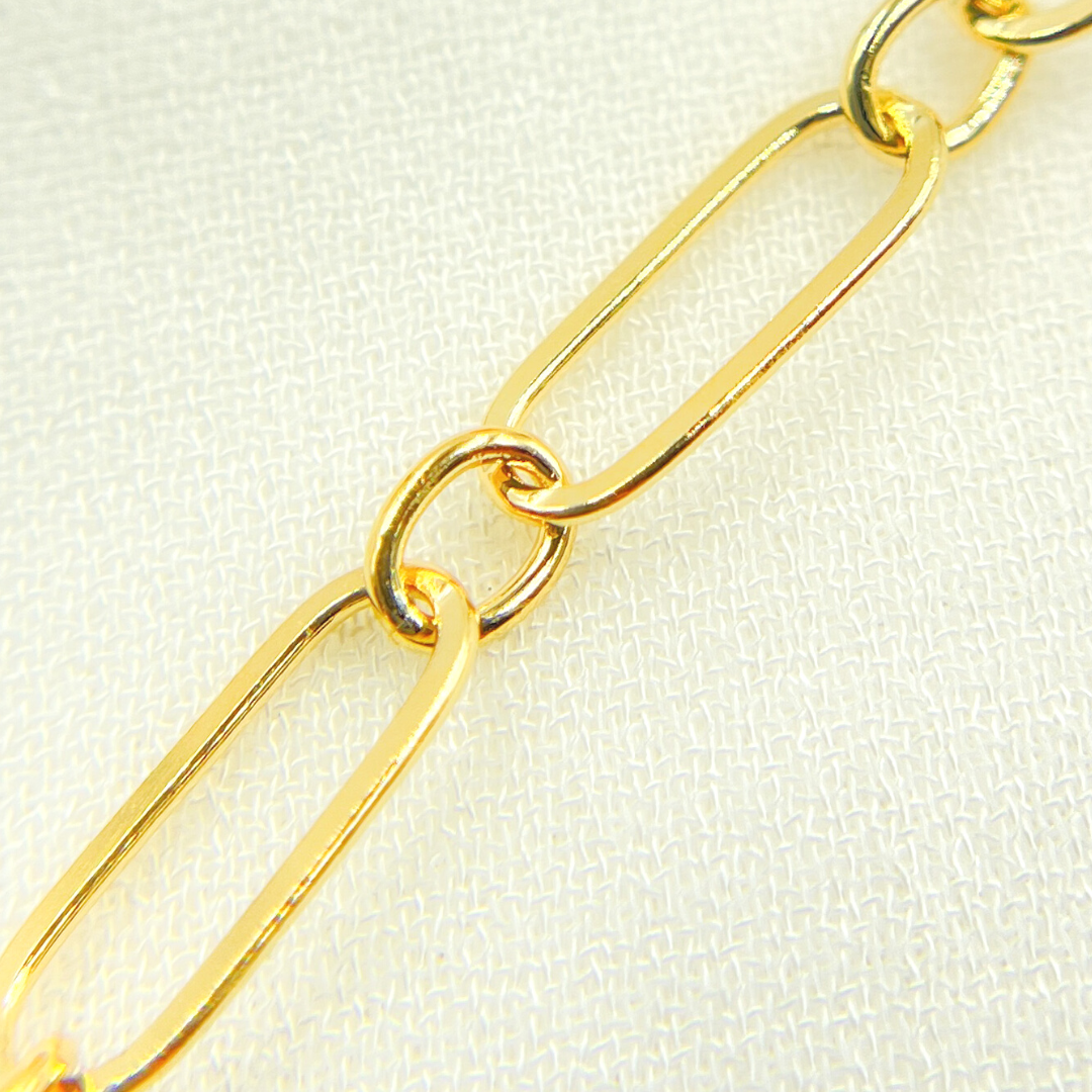 14K Yellow Gold Filled Flat Oval Link & Round Links Chain.