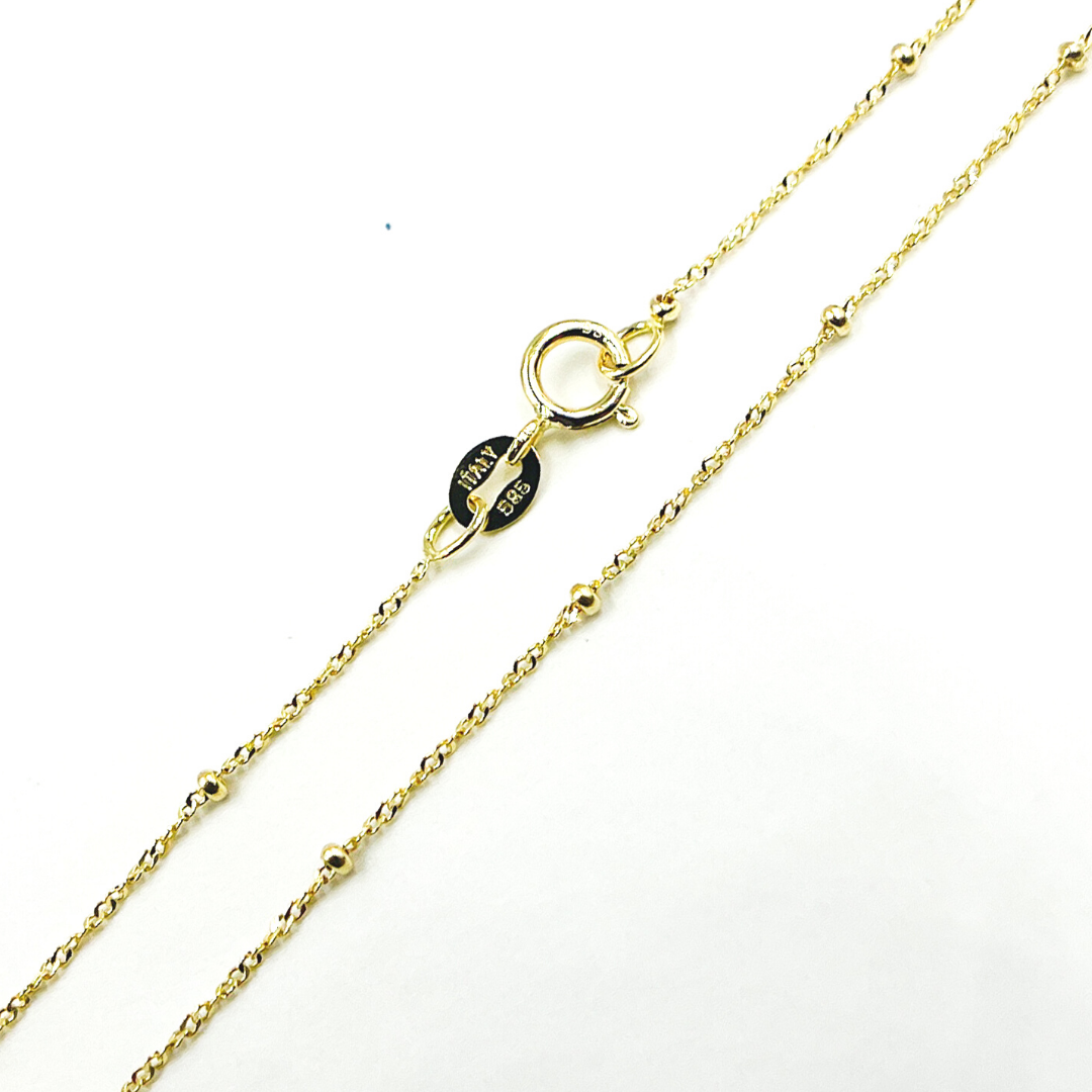 14K Solid Gold Wheat Satellite Chain