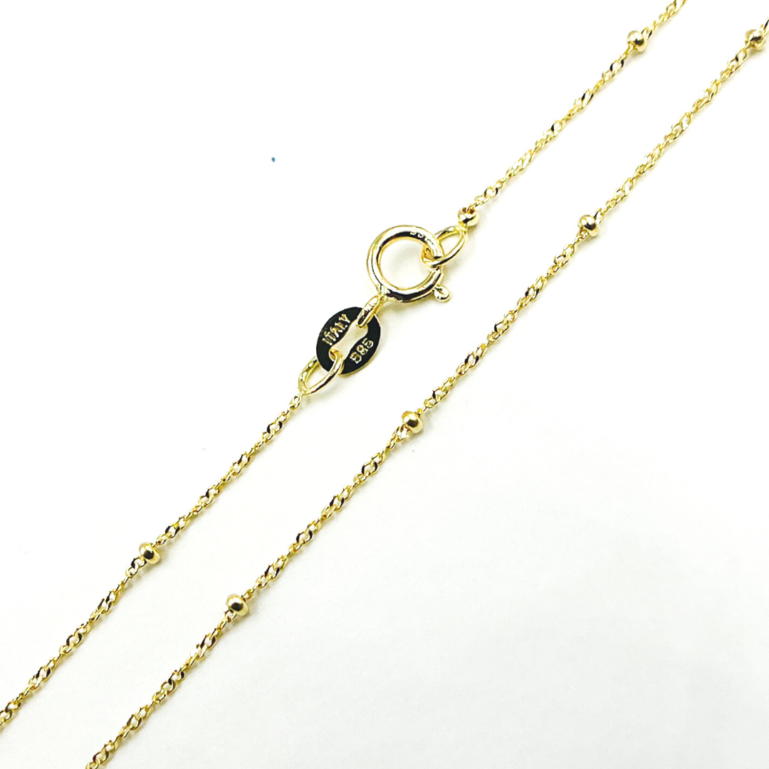 020GBLSIS4. 14K Solid Gold Wheat Satellite Chain