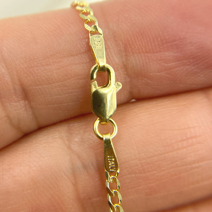 14K Solid Gold Diamond Cut Marina Chain