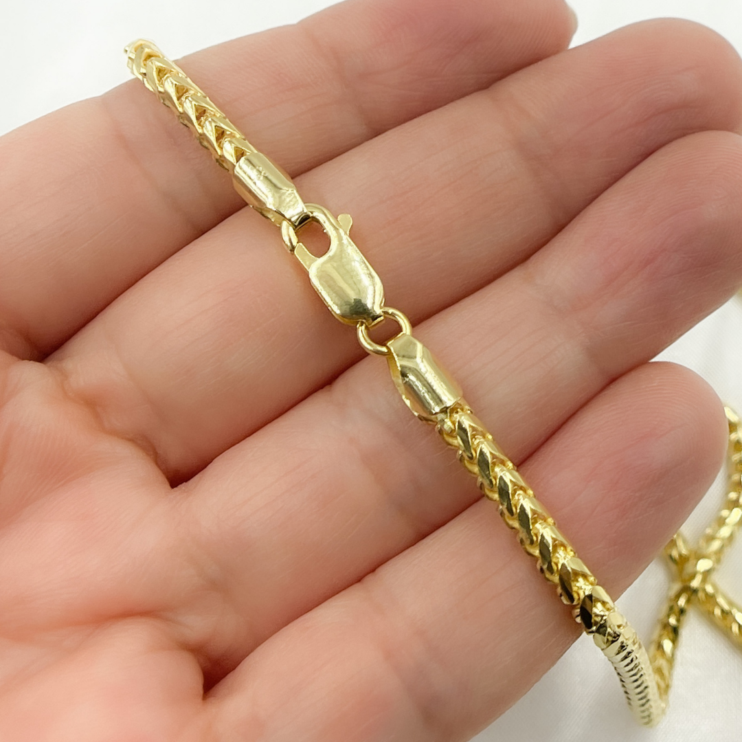 100FRFDT. 14k Solid Yellow Gold Wheat Chain