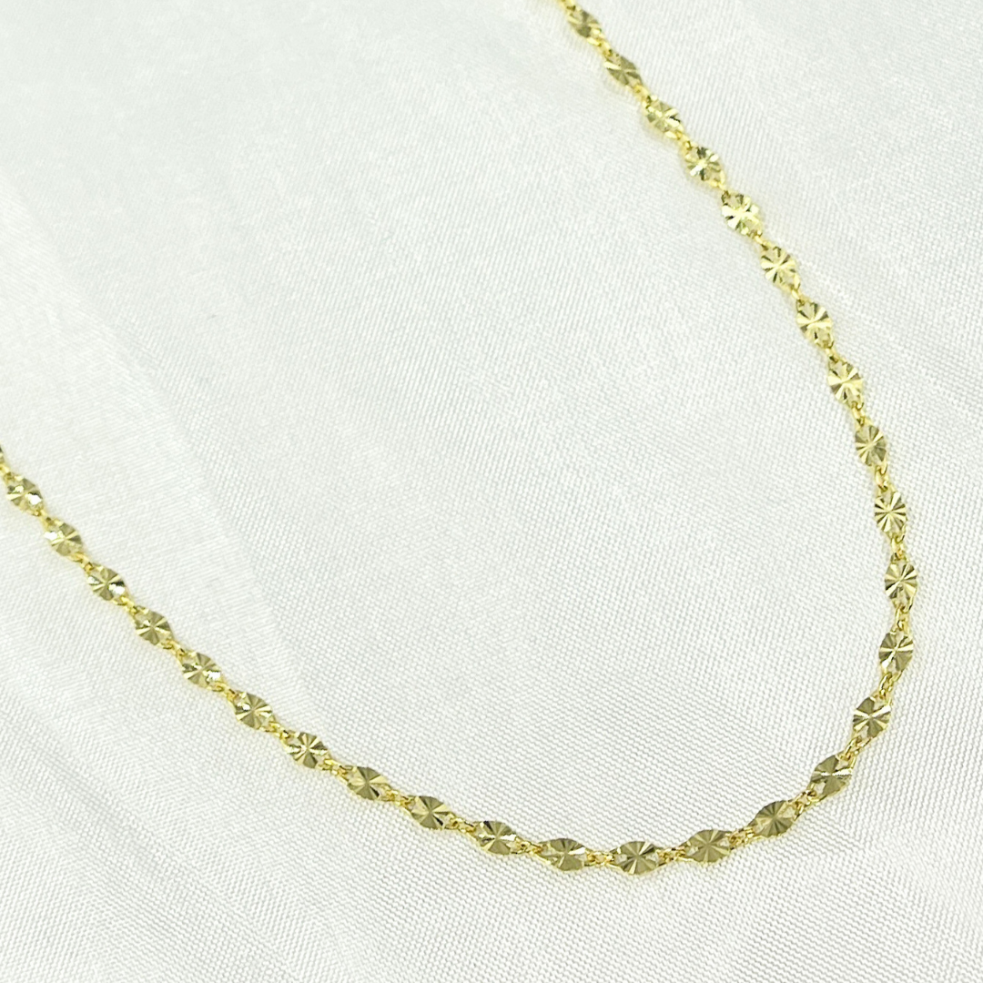 040FA1P122. 14k Solid Yellow Gold Marina Diamond Cut Link Chain