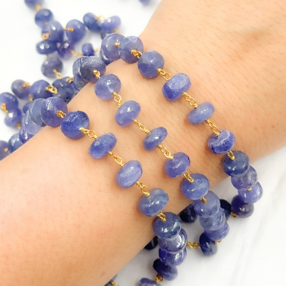 Tanzanite Gold Plated Wire Chain