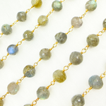 Load image into Gallery viewer, Labradorite Round Shape Gold Plated Wire Chain. LAB69
