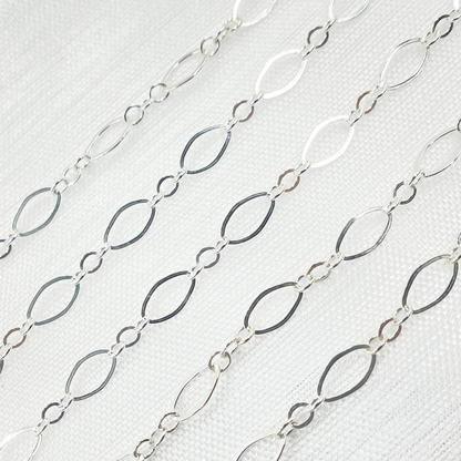 738FSS. 925 Sterling Silver Flat Oval and Round Link Chain
