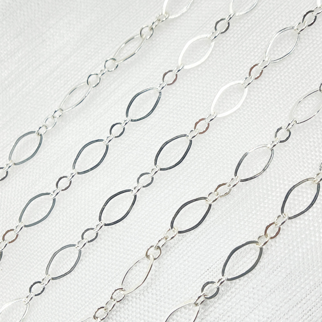 925 Sterling Silver Flat Oval and Round Link Chain. 738FSS