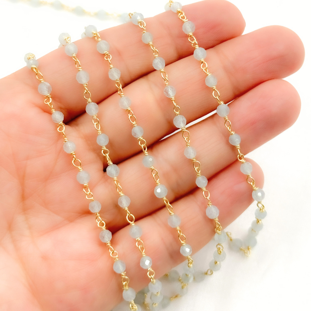 Aquamarine Gold Plated Wire Chain