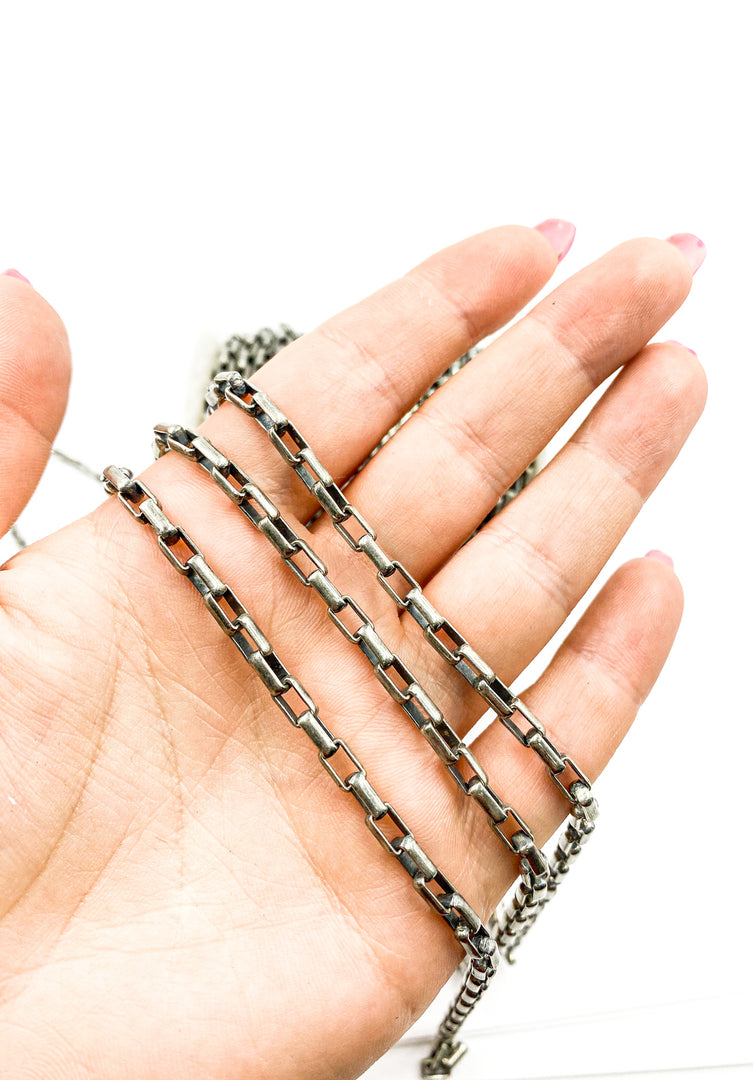 Oxidized 925 Sterling Silver Box Chain. 501OX