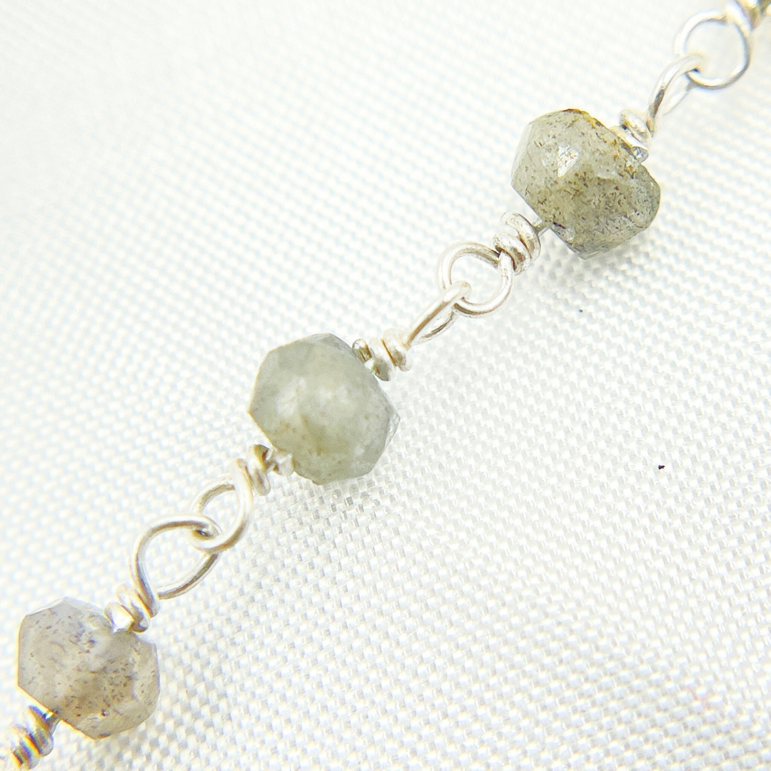 Labradorite 925 Sterling Silver Wire Chain. LAB105