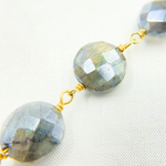 Load image into Gallery viewer, Coated Labradorite Coin Shape Gold Plated Wire Chain. CLB37
