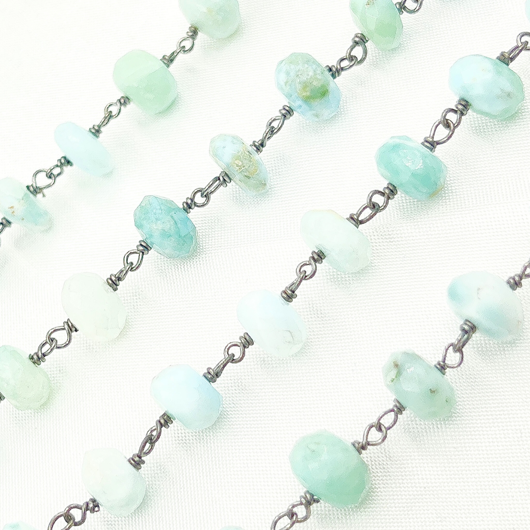 Larimar Oxidized 925 Sterling Silver Wire Chain. LAR6