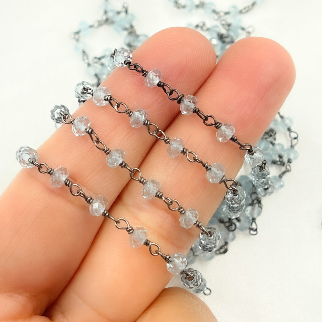 Sky Blue Topaz Oxidized Wire Chain.