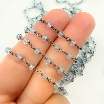 Sky Blue Topaz Oxidized Wire Chain.