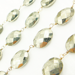 Load image into Gallery viewer, Pyrite With Marquis Shape Gold Plated Wire Chain. PYR52
