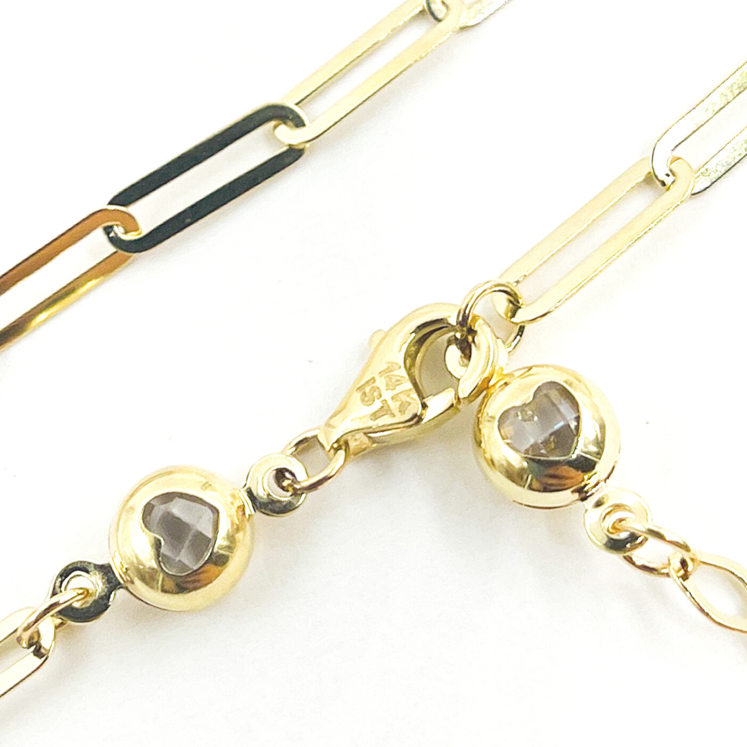 14K19. 14K Solid Gold Flat Paperclip Chain