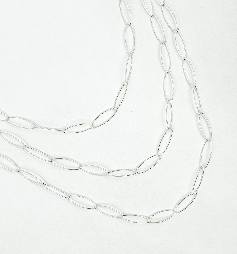 925 Sterling Silver Smooth Marquise Shape Link Chain. 700SS