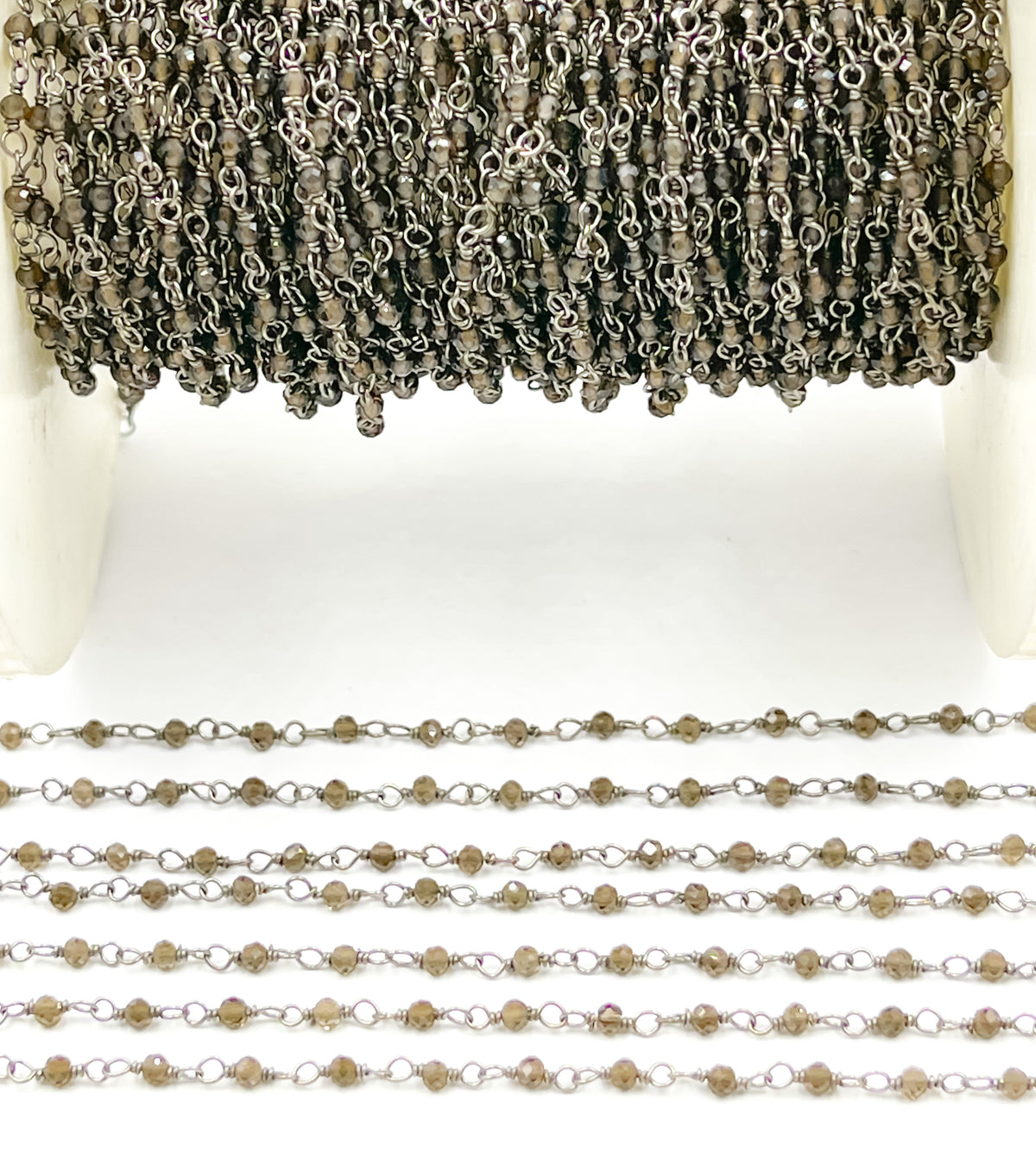 Smoky Quartz Wire Wrap Chain.  SMQ4