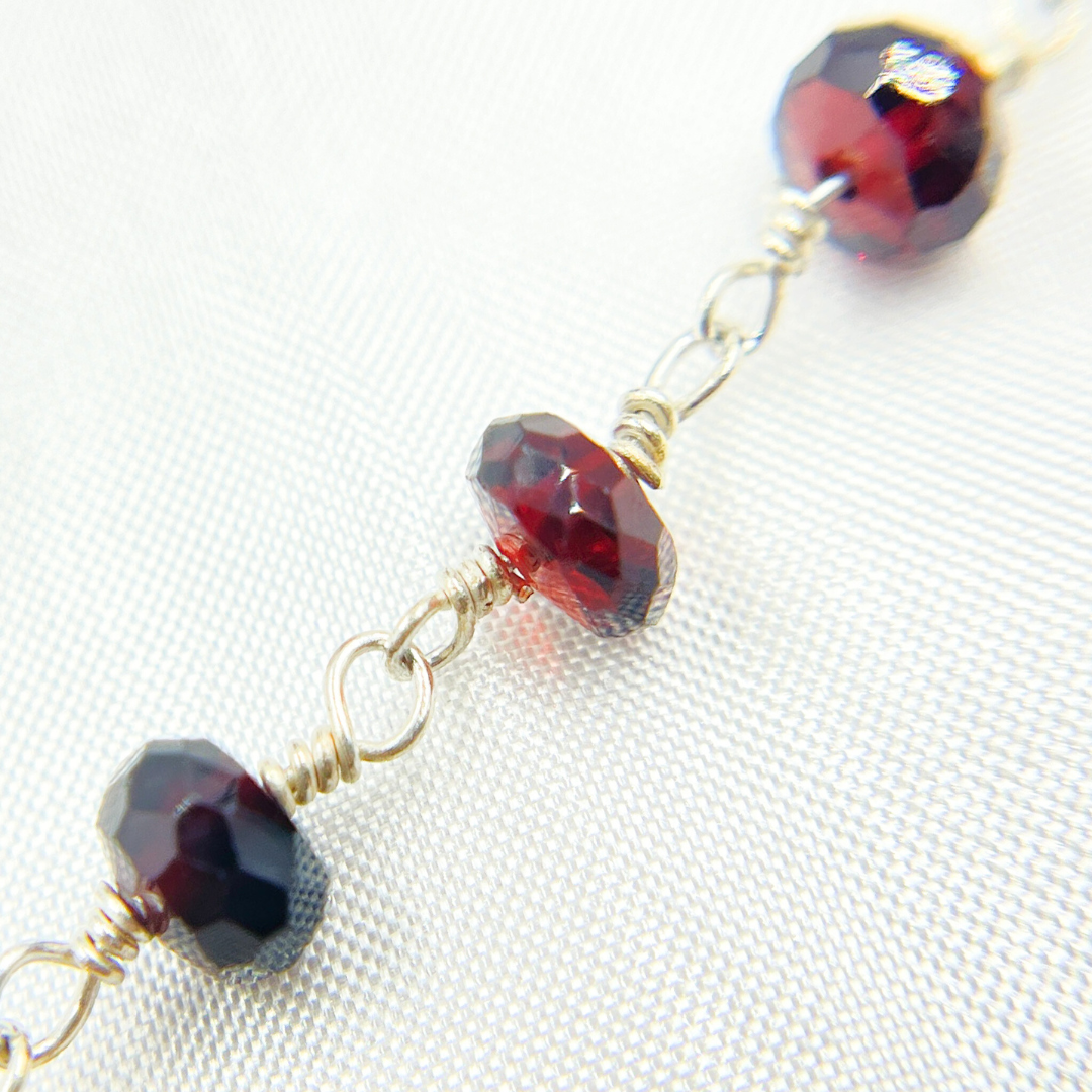 Garnet 925 Sterling Silver Wire Chain