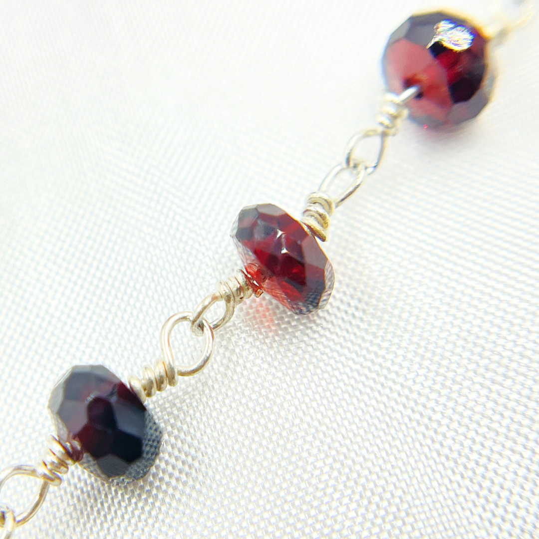 Garnet 925 Sterling Silver Wire Chain. GAR17