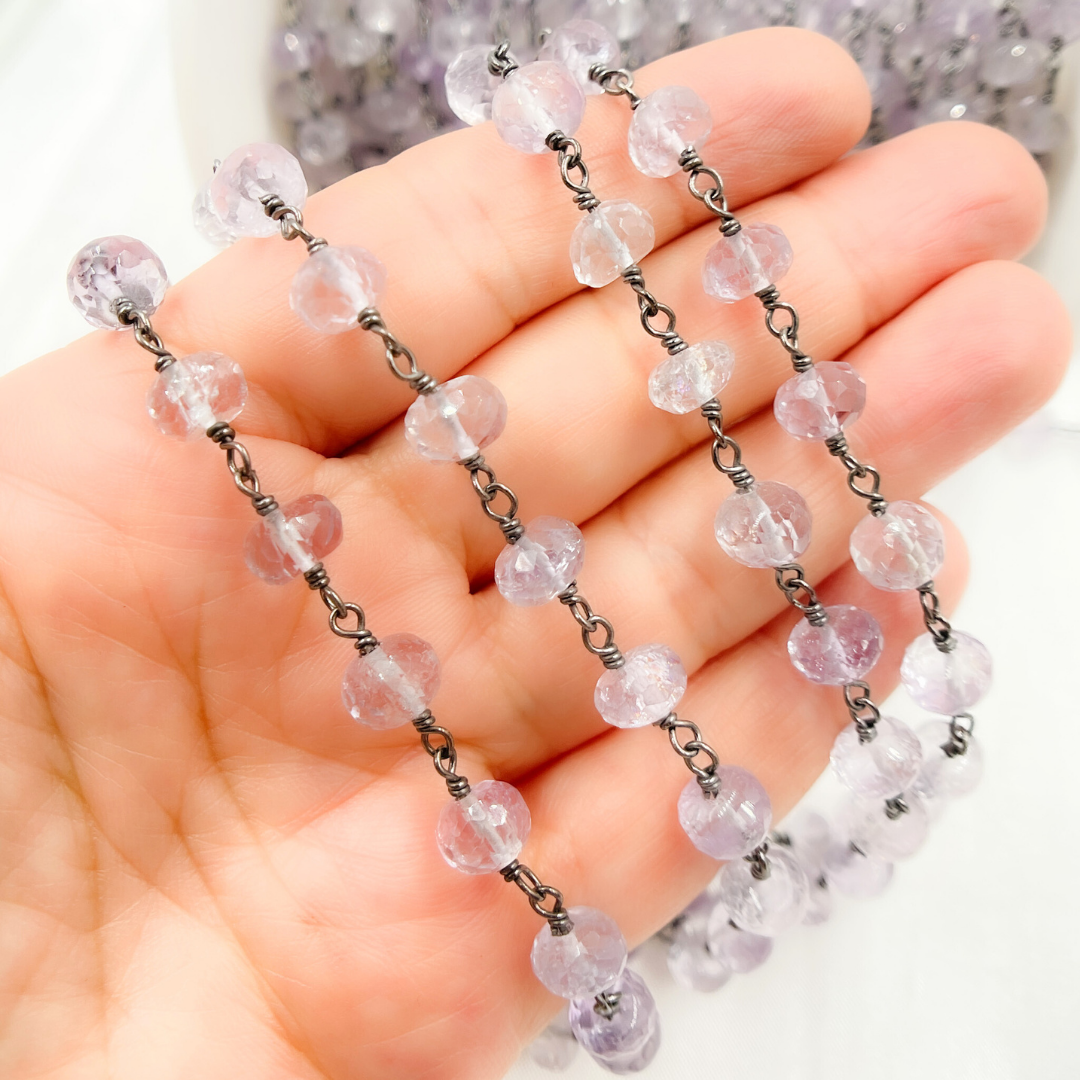 Pink Amethyst Oxidized Wire Chain