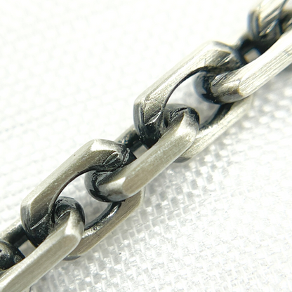 Z90OX. Matt Oxidized 925 Sterling Silver Rectangle Diamond Cut Heavy Cable Chain