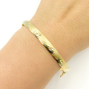 14K Solid Gold Matte Textured Bangle