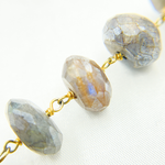 Load image into Gallery viewer, Coated Labradorite Faceted Rondel Gold Plated Wire Chain. CLB34
