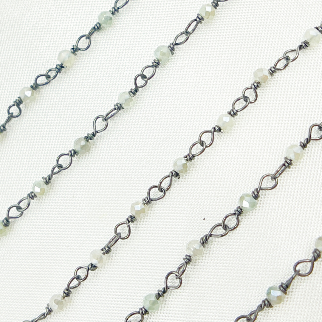 Coated Green Moonstone Oxidized Wire Chain.