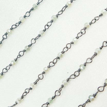 Coated Green Moonstone Oxidized Wire Chain.
