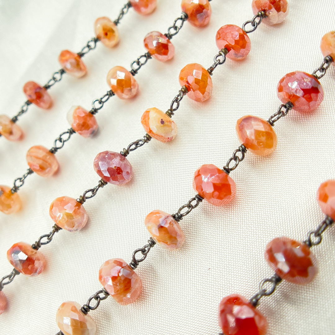 Coated Carnelian Oxidized Chain.