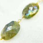 Load image into Gallery viewer, Labradorite Oval Shape Gold Plated Wire Chain. LAB70
