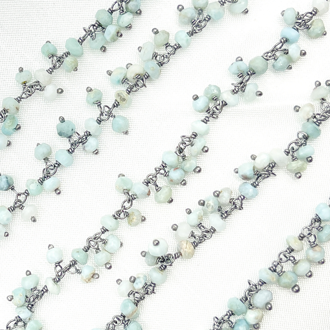 Larimar Cluster Dangle Oxidized Wire Chain.