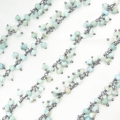 Larimar Cluster Dangle Oxidized Wire Chain.