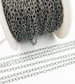 Load image into Gallery viewer, Black Rhodium 925 Sterling Silver Twisted Oval 4x3mm Link Chain. BR18
