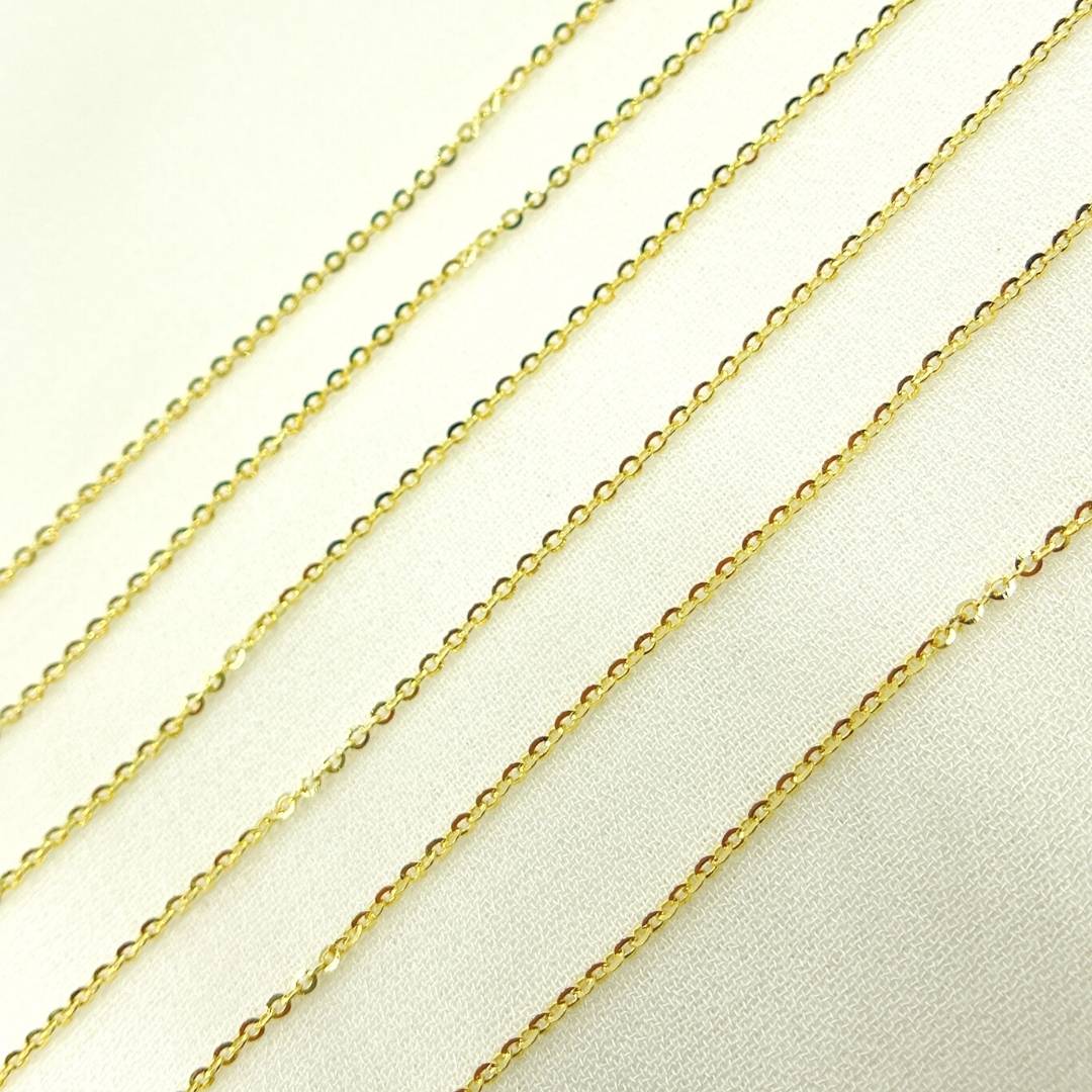 14K Solid Gold Flat Cable Link Chain