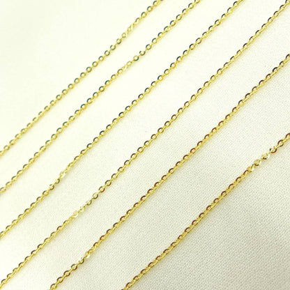 14K Solid Gold Flat Cable Link Chain