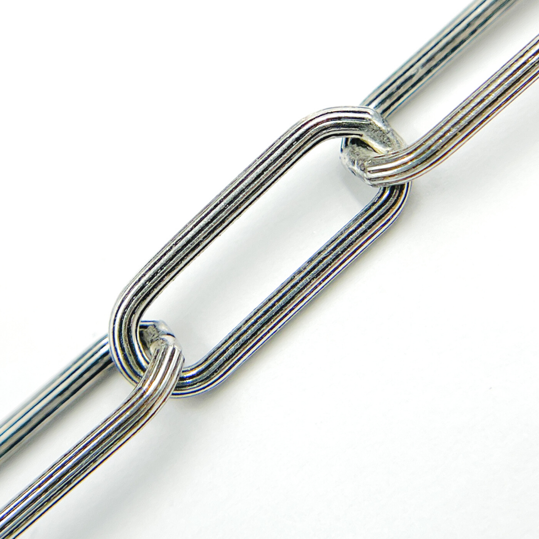 Oxidized Sterling Silver Texture Paper Clip Chain