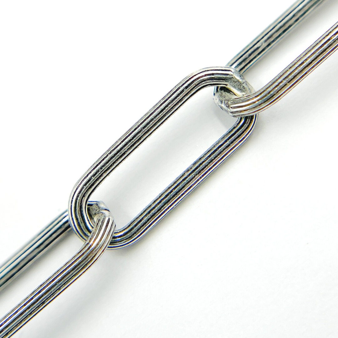 Oxidized 925 Sterling Silver Texture Paper Clip Chain. V145OX