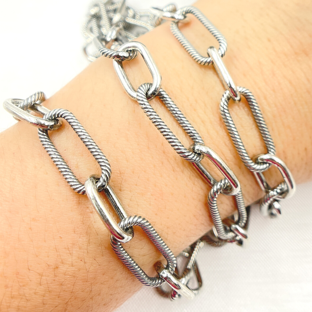 Oxidized 925 Sterling Silver Paperclip Chain