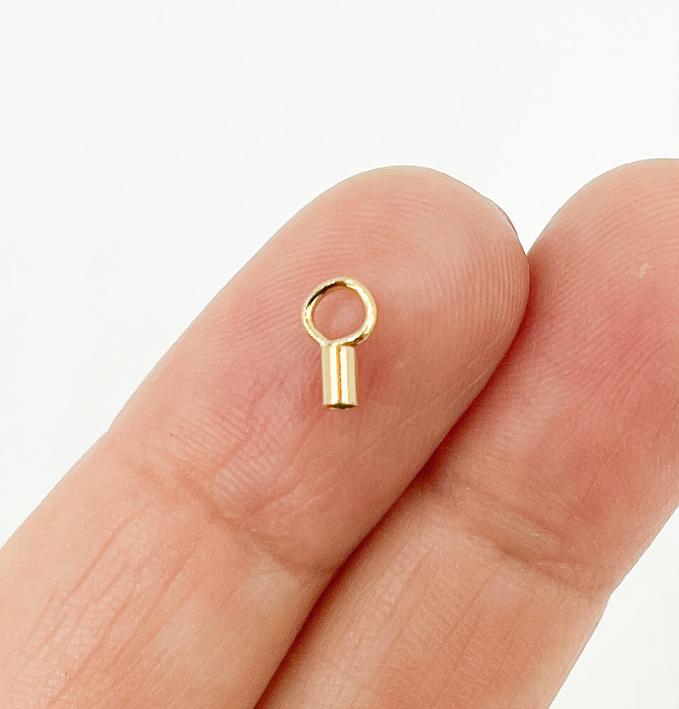 14K Gold Filled Crimp End Cap with Ring 1mm & 1.4mm