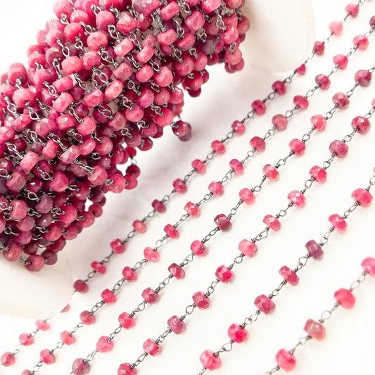 Dyed Ruby Oxidized Wire Chain.