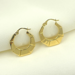 Load image into Gallery viewer, 14K Solid Gold Hexagon Hoop