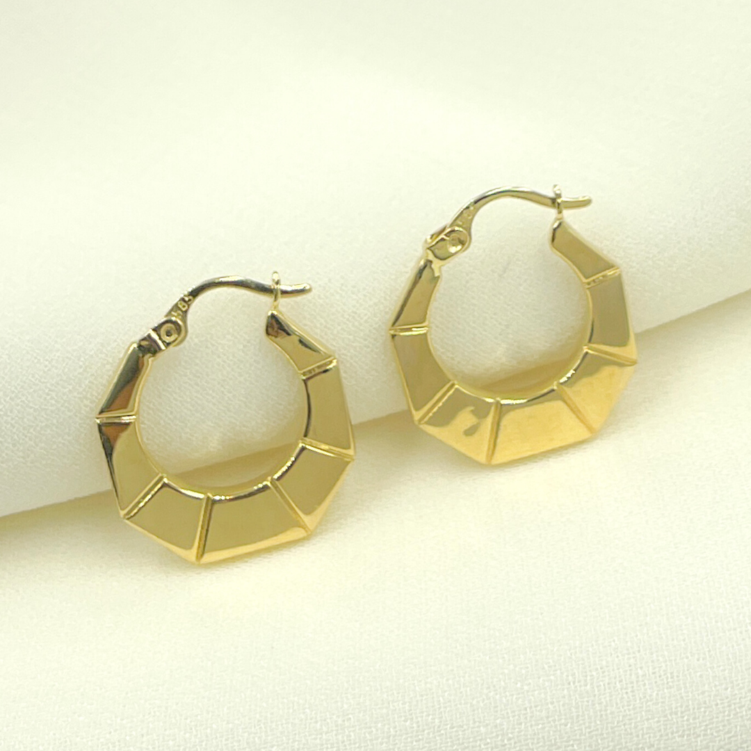 14K Solid Gold Hexagon Hoop
