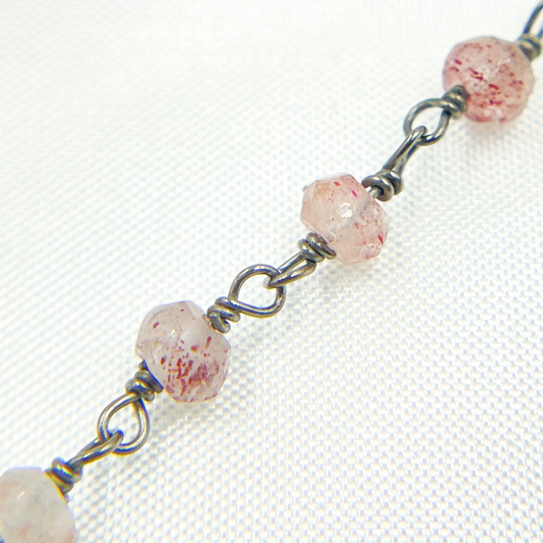 Strawberry Quartz Oxidized Wire Chain. STQ4